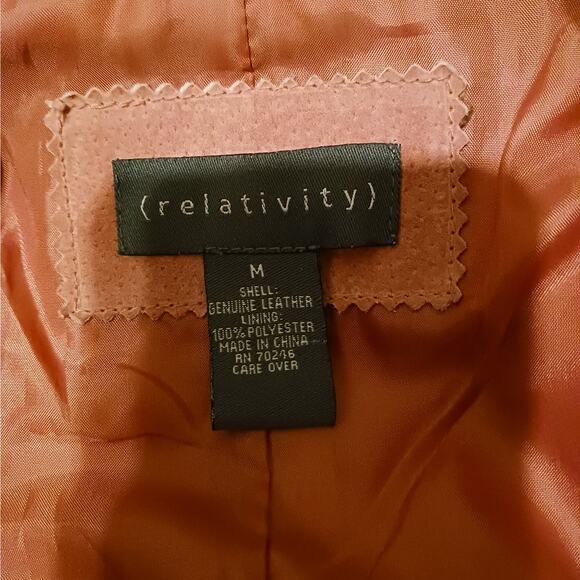Relativity Vintage Button Up Suede Jacket in Salmon Sz M - Picture 7 of 7